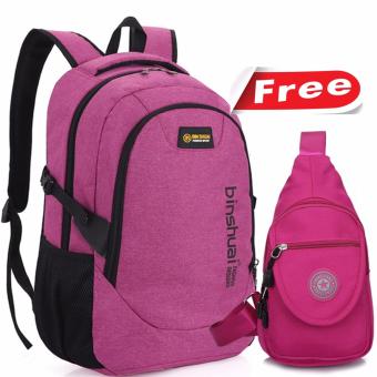 Peimm Modello Binsh Story Set Backpack & Shoulder Bag กระเป๋าเป้สะพายหลัง เป้ใส่Notebook กันน้ำ + กระเป๋าสะพายพาดลำตัว กระเป๋าคาดอก สไตส์เกาหลี (สีชมพู) Peimm Modello Binsh Story Set Backpack & Shoulder Bag กระเป๋าเป้สะพายหลัง เป้ใส่Notebook กันน้ำ + กระเป๋าสะพายพาดลำตัว กระเป๋าคาดอก สไตส์เกาหลี (สีชมพู)