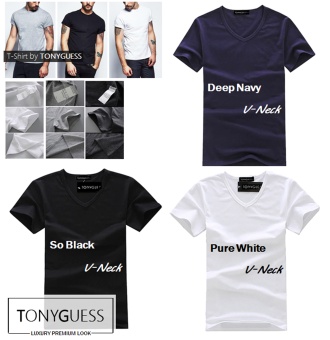 TONYGUESS T-Shirt + เซ็ตสุดคุ้ม 3 ตัว!! + Cotton+Spandex เสื้อยืดคลาสสิค สีดิบโคตรเท่ห์ (สีดำ+สีขาว+สีกรมท่า คอวี) TONYGUESS T-Shirt + เซ็ตสุดคุ้ม 3 ตัว!! + Cotton+Spandex เสื้อยืดคลาสสิค สีดิบโคตรเท่ห์ (สีดำ+สีขาว+สีกรมท่า คอวี)