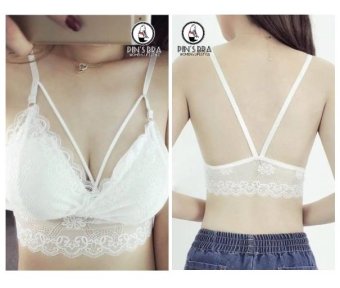 Pinbra บราลูกไม้สายวี สไตล์LaceBra - White 2V-Lace Bra Pinbra บราลูกไม้สายวี สไตล์LaceBra - White 2V-Lace Bra