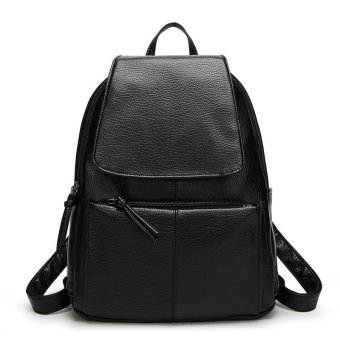 St martshop กระเป๋าเป้สะพายหลังหนังใหม่ สไตล์เกาหลี ญี่ปุ่น รุ่น st02 (สีดำ) St martshop กระเป๋าเป้สะพายหลังหนังใหม่ สไตล์เกาหลี ญี่ปุ่น รุ่น st02 (สีดำ)
