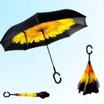 Reverse Umbrella ร่มหุบกลับด้านมือจับตัว C - ลายดอกทานตะวัน(yellow flower) Reverse Umbrella ร่มหุบกลับด้านมือจับตัว C - ลายดอกทานตะวัน(yellow flower)