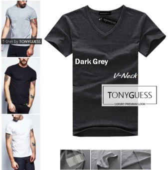TONYGUESS T-Shirt 1 ตัว (Cotton+Spandex) เสื้อยืดคลาสสิค สีดิบโคตรเท่ห์ (สีเทาเข้ม คอวี) TONYGUESS T-Shirt 1 ตัว (Cotton+Spandex) เสื้อยืดคลาสสิค สีดิบโคตรเท่ห์ (สีเทาเข้ม คอวี)