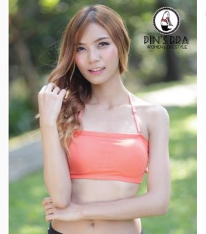 Pinbra บราสายไขว้ ทรงเกาะอกคล้องคอ orange-2XStrappy Bra Pinbra บราสายไขว้ ทรงเกาะอกคล้องคอ orange-2XStrappy Bra