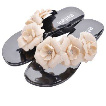 สตรีดอกไม้ฤดูร้อนดอก Meihele วุ้นชายหาดสบาย Flip Flops (สีดำ) สตรีดอกไม้ฤดูร้อนดอก Meihele วุ้นชายหาดสบาย Flip Flops (สีดำ)