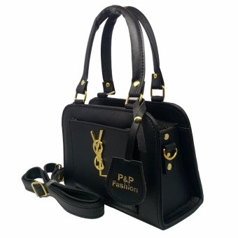 P&P Fashion Women Bag กระเป๋าถือแฟชั่นพร้อมสะพายข้างขายดี (สีดำ)