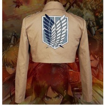 โจมตีกองทหารลาดตระเวนบนไททัน Shingeki แจ็คเก็ตเสื้อนอก Kyojin L คอสเพลย์ โจมตีกองทหารลาดตระเวนบนไททัน Shingeki แจ็คเก็ตเสื้อนอก Kyojin L คอสเพลย์