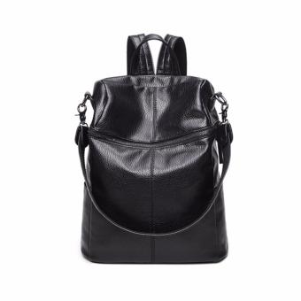 stmartshop กระเป๋าเป้สะพายหลังหนังใหม่ สไตล์เกาหลีญี่ปุ่น รุ่น stf08 (สีดำ) stmartshop กระเป๋าเป้สะพายหลังหนังใหม่ สไตล์เกาหลีญี่ปุ่น รุ่น stf08 (สีดำ)