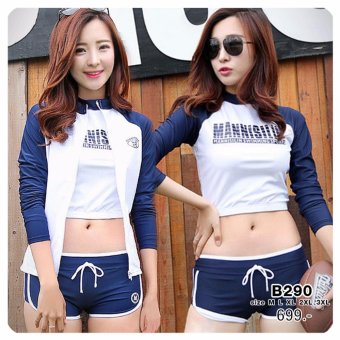 B290 ชุดว่ายน้ำแขนยาว (สีน้ำเงิน) 4 ชิ้น ไซร์ M-3XL กัน UV 50% B290 ชุดว่ายน้ำแขนยาว (สีน้ำเงิน) 4 ชิ้น ไซร์ M-3XL กัน UV 50%