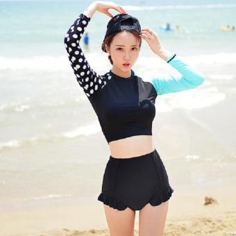 Dolly ชุดว่ายน้ำ เอวลอย SET 2ชิ้น เสื้อแขนยาว+กางเกงขาสั้นแต่งบาน (สีดำ) รุ่น 810 Dolly ชุดว่ายน้ำ เอวลอย SET 2ชิ้น เสื้อแขนยาว+กางเกงขาสั้นแต่งบาน (สีดำ) รุ่น 810