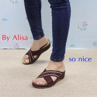 Alisa Shoes รองเท้าเพื่อสุขภาพ รุ่น RCB90556-16A Maroon Alisa Shoes รองเท้าเพื่อสุขภาพ รุ่น RCB90556-16A Maroon