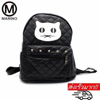 Marino กระเป๋า กระเป๋าเป้สะพายหลังสีดำ กระเป๋าหนัง PU No.0228 - Black Marino กระเป๋า กระเป๋าเป้สะพายหลังสีดำ กระเป๋าหนัง PU No.0228 - Black