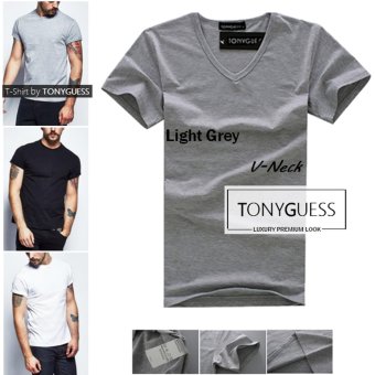 TONYGUESS T-Shirt 1 ตัว (Cotton+Spandex) เสื้อยืดแฟชั่นชาย สีดิบโคตรเท่ห์ (สีเทาอ่อน คอวี) TONYGUESS T-Shirt 1 ตัว (Cotton+Spandex) เสื้อยืดแฟชั่นชาย สีดิบโคตรเท่ห์ (สีเทาอ่อน คอวี)