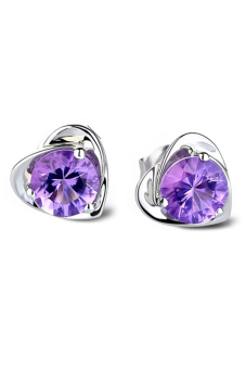 Fancyqube เงินรูปหัวใจในวันวาเลนไทน์ต่างหูคริสตัล Amethyst ของขวัญสีม่วง Fancyqube เงินรูปหัวใจในวันวาเลนไทน์ต่างหูคริสตัล Amethyst ของขวัญสีม่วง