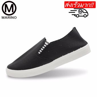 Marino รองเท้าผ้าใบแบบยาง รองเท้ายางยืดแบบสวม รองเท้าแฟชั่น No.A016 - Black Marino รองเท้าผ้าใบแบบยาง รองเท้ายางยืดแบบสวม รองเท้าแฟชั่น No.A016 - Black