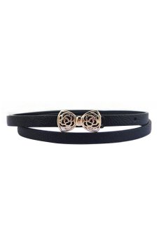 Sanwood ผู้หญิงผอม ๆ หนัง Pu เอวเข็มขัดหูกระต่ายสีดำ Sanwood ผู้หญิงผอม ๆ หนัง Pu เอวเข็มขัดหูกระต่ายสีดำ