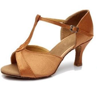 DIKE High Quality Women's Sandals Satin 5.4CM Heel Salsa Ballroom Latin Dance Shoes (รองเท้าส้นสูงผู้หญิง รองเท้าส้นสูง) Brown series 5 - intl DIKE High Quality Women's Sandals Satin 5.4CM Heel Salsa Ballroom Latin Dance Shoes (รองเท้าส้นสูงผู้หญิง รองเท้าส้นสูง) Brown series 5 - intl