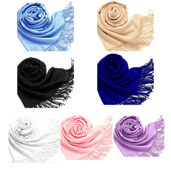 ผ้าพันคอสตรี Pashmina ผ้าคลุมไหล่แคชเมียร์ห่อผ้าหนา 70ซม X 170ซมขาว