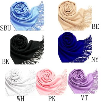 ผ้าพันคอสตรี Pashmina ผ้าคลุมไหล่แคชเมียร์ห่อผ้าหนา 70ซม X 170ซมขาว