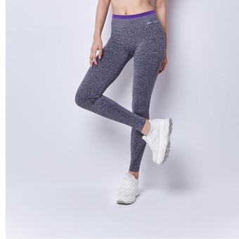 Exercise Pants -กางเกงออกกำลังกาย โยคะ พิลาทิส ขายาวสีเทาขอบม่วง Exercise Pants -กางเกงออกกำลังกาย โยคะ พิลาทิส ขายาวสีเทาขอบม่วง