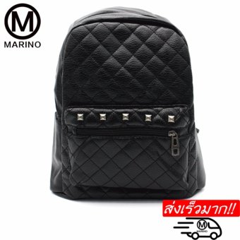 Marino กระเป๋า กระเป๋าเป้สะพายหลังสีดำ กระเป๋าหนัง PU No.0223 - Black Marino กระเป๋า กระเป๋าเป้สะพายหลังสีดำ กระเป๋าหนัง PU No.0223 - Black