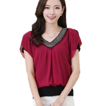 ปี 2559 เสื้อใหม่แขนสั้นเสื้อชีฟองเพรียวคอคอประคำไซส์พิเศษ M-4XL สีแดง-ระหว่างประเทศ ปี 2559 เสื้อใหม่แขนสั้นเสื้อชีฟองเพรียวคอคอประคำไซส์พิเศษ M-4XL สีแดง-ระหว่างประเทศ