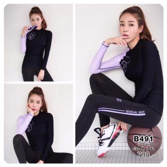 B491 ชุดว่ายน้ำแขนยาว (สีดำ/ม่วง) มี 3ชิ้น ไซร์ M-XL กัน UV 50% B491 ชุดว่ายน้ำแขนยาว (สีดำ/ม่วง) มี 3ชิ้น ไซร์ M-XL กัน UV 50%