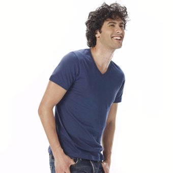 Sanremo แซนรีโม เสื้อแขนสั้นคอวี Combed Cotton รุ่น NIS-SCA2-NB สีน้ำเงิน Sanremo แซนรีโม เสื้อแขนสั้นคอวี Combed Cotton รุ่น NIS-SCA2-NB สีน้ำเงิน