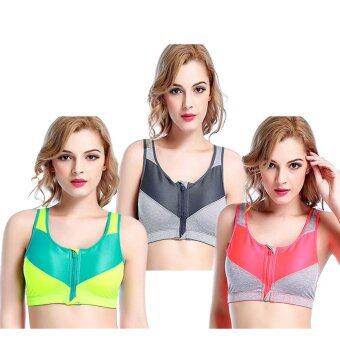 PBx Colorful Sport Bra Zip Front x3 - สปอร์ตบราออกกำลังกายซิปหน้า 3 ตัว (เขียว เทา ชมพู) PBx Colorful Sport Bra Zip Front x3 - สปอร์ตบราออกกำลังกายซิปหน้า 3 ตัว (เขียว เทา ชมพู)