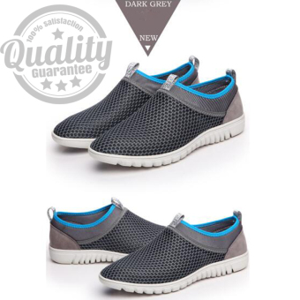 แฟชั่นผู้ชาย Loafers ตาข่ายหายใจสะดุดรองเท้ารองเท้าแบนสีเทา- แฟชั่นผู้ชาย Loafers ตาข่ายหายใจสะดุดรองเท้ารองเท้าแบนสีเทา-
