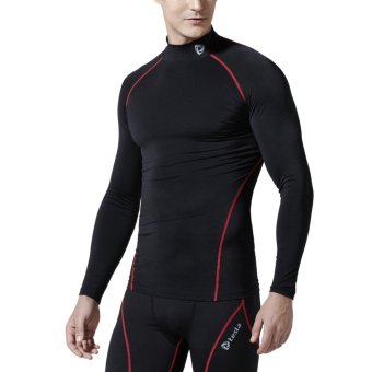 Tesla เสื้อเบสเลเยอร์รัดกล้ามเนื้อคอเต่าแขนยาว Black-Red Tesla เสื้อเบสเลเยอร์รัดกล้ามเนื้อคอเต่าแขนยาว Black-Red