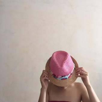 Goodtmeshops หมวกปานามา Sherbet trilby-Pink Goodtmeshops หมวกปานามา Sherbet trilby-Pink