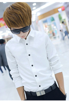 ความยาวแขนเสื้อลำลองเสื้อเชิ้ตบุรุษทรงเพรียวทันสมัย (ขาว)- ความยาวแขนเสื้อลำลองเสื้อเชิ้ตบุรุษทรงเพรียวทันสมัย (ขาว)-