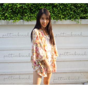 เสื้อคลุมสตรี ลายดอกไม้ สีส้ม เสื้อคลุมสตรี ลายดอกไม้ สีส้ม
