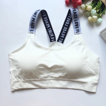 Sport bra สุดเทห์ สายพิมพ์อักษร Flirt Love Peace สีขาว Sport bra สุดเทห์ สายพิมพ์อักษร Flirt Love Peace สีขาว