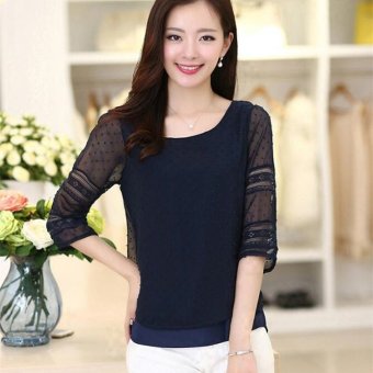 เสื้อแฟชั่นสตรีสไตล์เกาหลีปี 2559 ไซส์พิเศษเสื้อชีฟองแขนสั้นสูงสีขาวเย็บเสื้อเชิ้ต Blusas S-5XL เสื้อแฟชั่นสตรีสไตล์เกาหลีปี 2559 ไซส์พิเศษเสื้อชีฟองแขนสั้นสูงสีขาวเย็บเสื้อเชิ้ต Blusas S-5XL