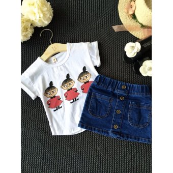 D2kids ชุดเซ็ตเสื้อแขนสั้นสีขาว+กระโปรงยีนส์ D2kids ชุดเซ็ตเสื้อแขนสั้นสีขาว+กระโปรงยีนส์