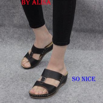 Alisa Shoes รองเท้าหนังเพื่อสุขภาพ รุ่น RC90556-4 Black Alisa Shoes รองเท้าหนังเพื่อสุขภาพ รุ่น RC90556-4 Black
