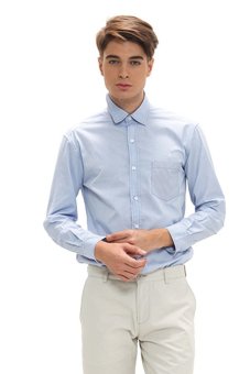 Primo เสื้อเชิ้ตแขนยาว สีพื้น กระเป๋าลายตารางเล็ก เสื้อผ้าผู้ชาย รุ่น 4JM42L2007 NB - สีฟ้า Primo เสื้อเชิ้ตแขนยาว สีพื้น กระเป๋าลายตารางเล็ก เสื้อผ้าผู้ชาย รุ่น 4JM42L2007 NB - สีฟ้า