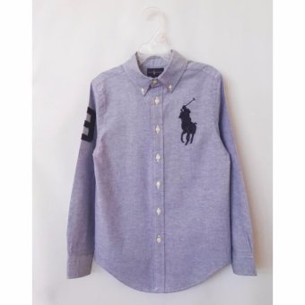 Polo Ralph Lauren เสื้อเชิ๊ตผ้าสีฟ้า Oxford ปักม้าใหญ่สีกรมท่าเข้ม แขนยาว Polo Ralph Lauren เสื้อเชิ๊ตผ้าสีฟ้า Oxford ปักม้าใหญ่สีกรมท่าเข้ม แขนยาว