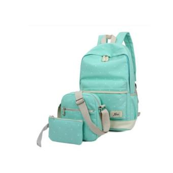 กระเป๋านักเรียนลายจุด 3in1 (สีเขียวอ่อน) กระเป๋านักเรียนลายจุด 3in1 (สีเขียวอ่อน)