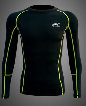 Spandex เสื้อรัดกล้ามเนื้อแขนยาวตัดต่อ รุ่น S003 (สีดำ/ตะเข็บเขียว) Spandex เสื้อรัดกล้ามเนื้อแขนยาวตัดต่อ รุ่น S003 (สีดำ/ตะเข็บเขียว)