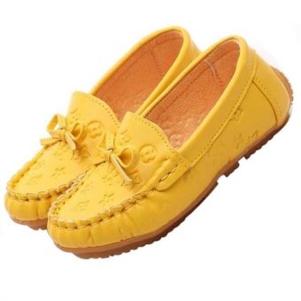 เด็กแฟชั่น loafers เดียวเด็กสาวรองเท้ารองเท้าแบนเหตุ (สีเหลือง) เด็กแฟชั่น loafers เดียวเด็กสาวรองเท้ารองเท้าแบนเหตุ (สีเหลือง)