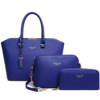 Richcoco (26) กระเป๋าถือผู้หญิง + กระเป๋าสะพายข้าง + กระเป๋าสตางค์ เซ็ต 3 ใบ (สีน้ำเงิน) Richcoco (26) กระเป๋าถือผู้หญิง + กระเป๋าสะพายข้าง + กระเป๋าสตางค์ เซ็ต 3 ใบ (สีน้ำเงิน)