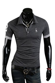 Sanwood โปโลผู้ชายแขนสั้นฤดูร้อนทรงเพรียวเสื้อยืดสีเทา L Sanwood โปโลผู้ชายแขนสั้นฤดูร้อนทรงเพรียวเสื้อยืดสีเทา L