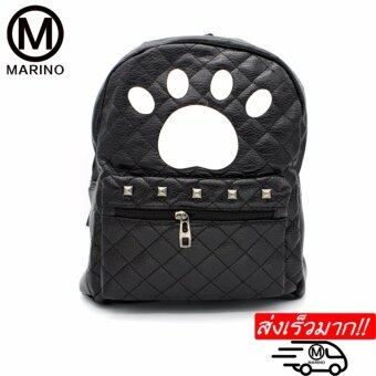 Marino กระเป๋า กระเป๋าเป้สะพายหลังสีดำ กระเป๋าหนัง PU No.0229 - Black Marino กระเป๋า กระเป๋าเป้สะพายหลังสีดำ กระเป๋าหนัง PU No.0229 - Black