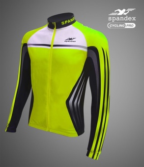 Spandex เสื้อปั่นจักรยานแขนยาว CL001 สีเขียว Spandex เสื้อปั่นจักรยานแขนยาว CL001 สีเขียว