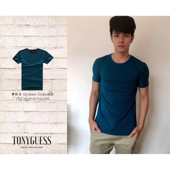TONYGUESS เสื้อยืดคลาสสิคชาย (Cotton&Spandex) สีดิบโคตรเท่ห์ (สีเขียวทะเล คอกลม) TONYGUESS เสื้อยืดคลาสสิคชาย (Cotton&Spandex) สีดิบโคตรเท่ห์ (สีเขียวทะเล คอกลม)