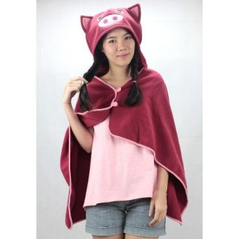 Rika ผ้าคลุมไหล่มีฮู้ดน่ารัก / RIKA / EO2801 / ลายหมู / สีแดง Rika ผ้าคลุมไหล่มีฮู้ดน่ารัก / RIKA / EO2801 / ลายหมู / สีแดง