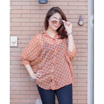 All about Fashionista เสื้อเชิ้ตทรงปีกค้างคาว แขน 3 ส่วน ผ้าชีฟองพิมพ์ลายดอกเดซี่ - สีน้ำตาล All about Fashionista เสื้อเชิ้ตทรงปีกค้างคาว แขน 3 ส่วน ผ้าชีฟองพิมพ์ลายดอกเดซี่ - สีน้ำตาล