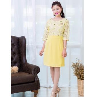 Pitchaya ชุดเดรสผู้หญิง ชุดทำงานเสื้อลูกไม้CVcแขนศอก de470(สีเหลือง) Pitchaya ชุดเดรสผู้หญิง ชุดทำงานเสื้อลูกไม้CVcแขนศอก de470(สีเหลือง)